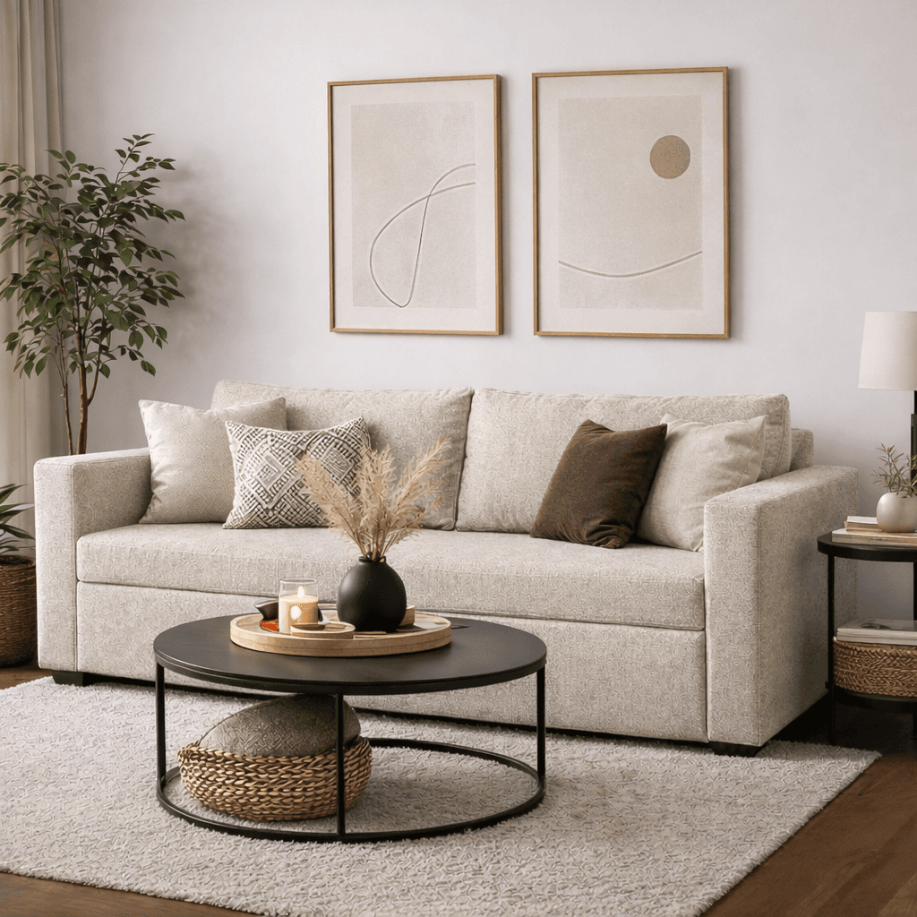 Sillón Chenille Manteca ambiente 2