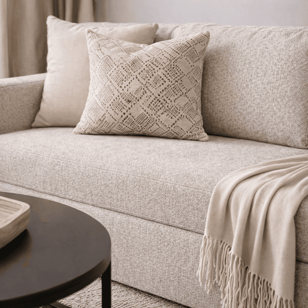 Sillón Chenille Manteca lateral