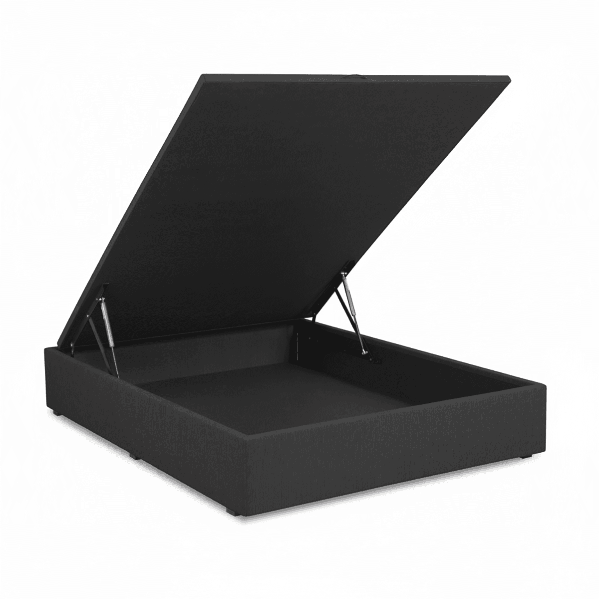 Cama baul chenille 2 plazas gris oscuro